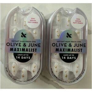 Olive & June Press on Fake Nails Medium Oval Puffy Sparkle